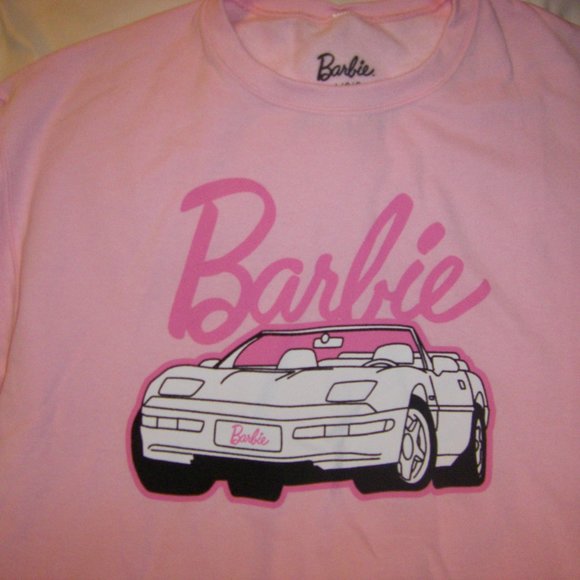 Barbie Sweatshirt Pink Barbie Logo & Barbie Corvette Women's Sizes NWT - Picture 13 of 15